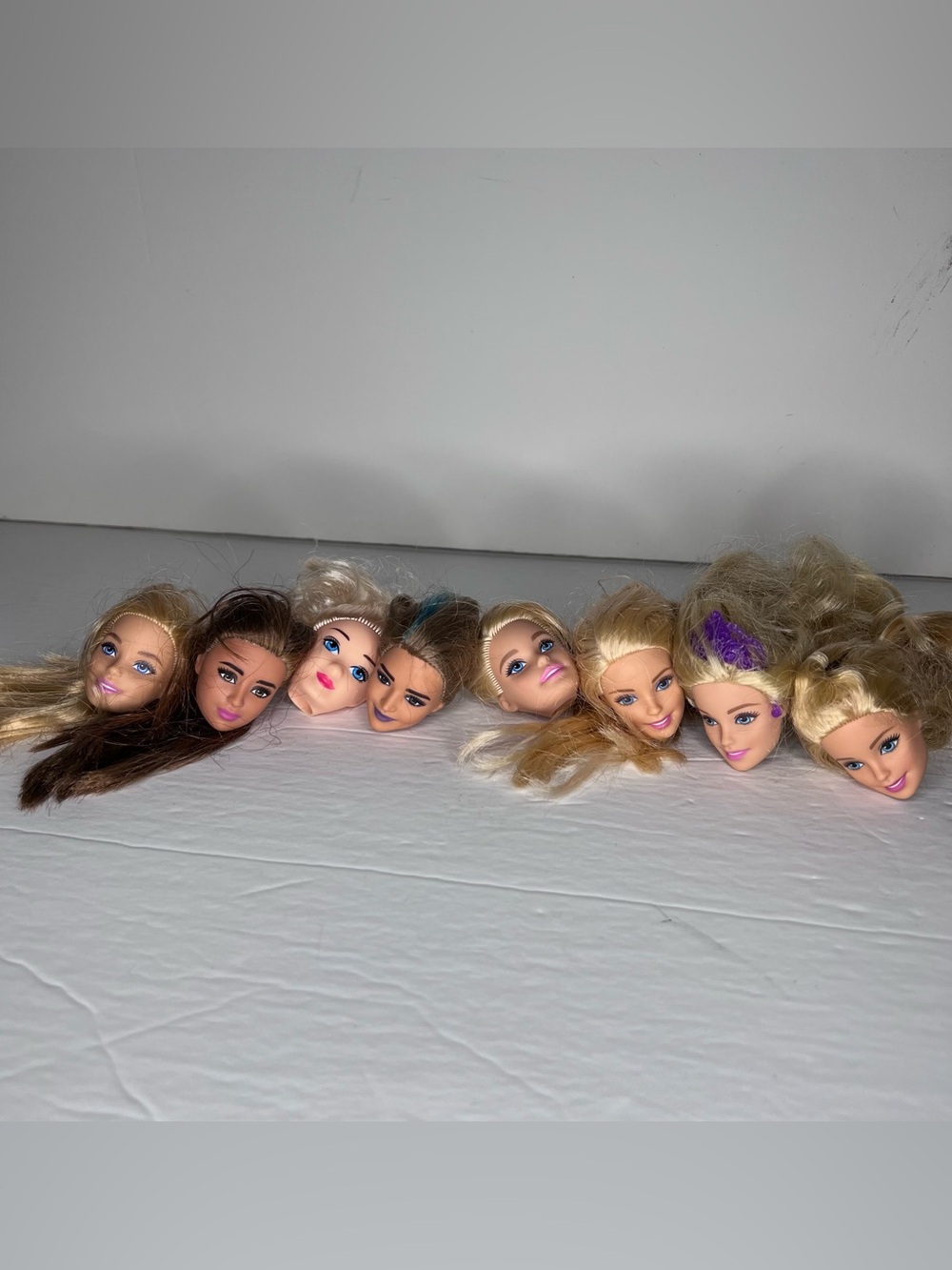 Barbie Other Doll Head Lot of 8 Replacement/Repair Rooted Hair Blondes Brunettes